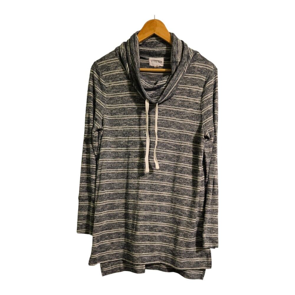 Olive + Oak Womens LG Sweater Blue White Stripe Cowl Neck Long Sleeve Tunic